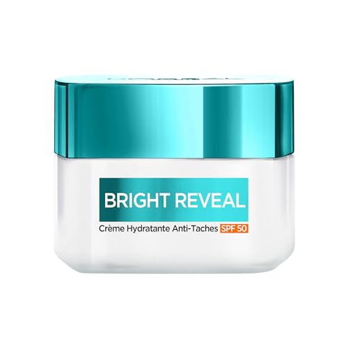 L’Oréal Paris - Crème Hydratante Anti-Taches - SPF50 - Enrichie en Niacinamide - Lisse & Réduit les Taches - Pour Tous Types de Peau - Bright Reveal - 50...