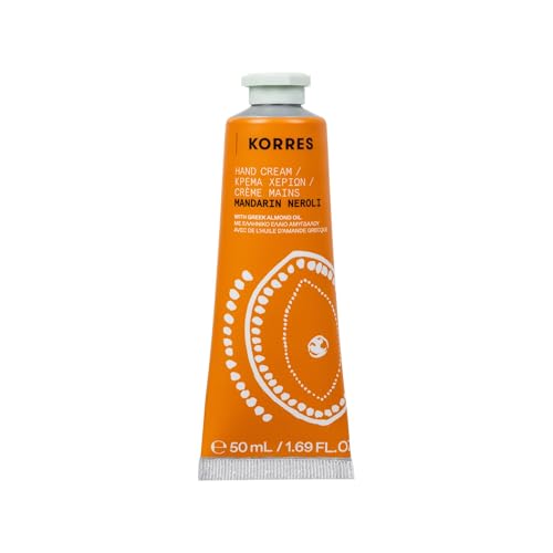 KORRES MANDARIN NEROLI Handcreme, intensiv pflegende Handcreme mit Süßmandelöl, frischer Mandarinenduft mit Neroli, silikon- & parabenfrei, für unterwegs, ideal für trockene Hände, 50 ml