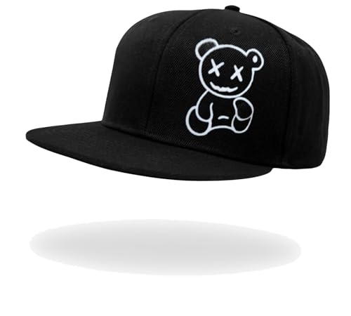 Image of Tai & Zai Black Snapback Hat with Printed, Adjustable Flat Brim Cap, Six Hole Breathable Design