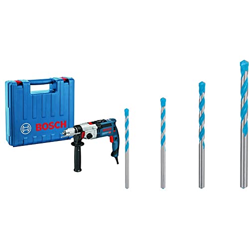 Bosch Professional Schlagbohrmaschine GSB 21-2 RCT (Bohr-Ø in Beton: 13-22 mm, Zusatzhandgriff, im Koffer) + 4x Expert CYL-9 MultiConstruction Bohrer Set (für Beton, Ø 4-8 mm, Zubehör)