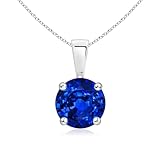Angara 1.6 Ct Lab Grown Blue Sapphire Solitaire Pendant Necklace for Women in Sterling Silver...