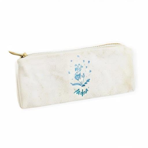 Image of The Cotton & Canvas Co. Personalized Name Blue Floral Small Cosmetic Case and Travel Pouch for Office and On the Go