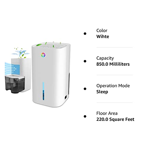 Dehumidifiers For Home Small Quiet Dehumidifier 30Oz 850Ml Portable Electric Dehumidifier With Smart Features Auto-Off For Damp Home, Room, Bedroom, Bathroom Wardrobe, Basement, Office #TOP6
