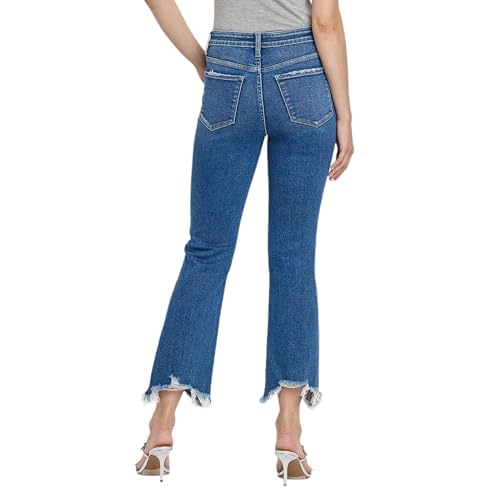 Flying Monkey High Rise Kick Flare Jeans Medium Blue2