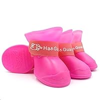 Dogs Candy Colors Anti-Slip Waterproof Rubber Rain Shoes Boots Paws Cover (Pink,XXL)