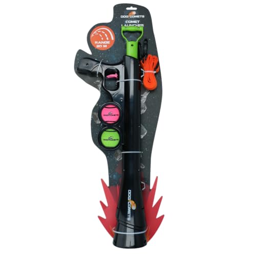 Dog Comets Comet Launcher - Ballwerfer - Inklusive Trageriemen und 2 Tennisbällen (M) - Bis zu 20 Meter weit - Hundespielzeug - Ballwerfer