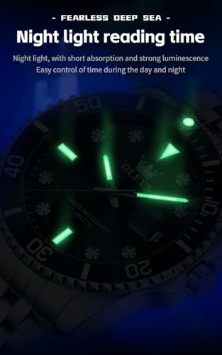 Image of OLEVS Watch for Men Stainless Steel Quartz Business Dress Diamond Large Dial Waterproof Mens Watches with Date Wrist Watch