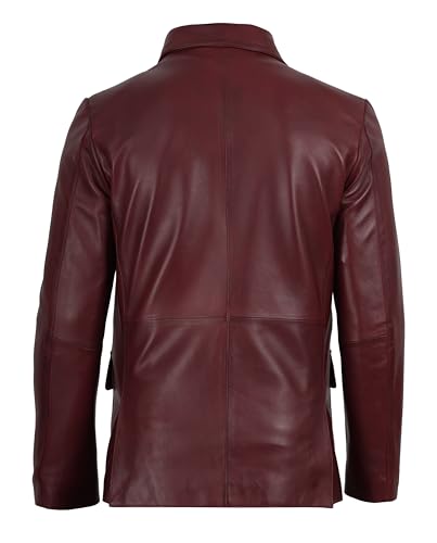 Image of fjackets Mens Leather Blazer Jacket - Real Lambskin Leather Sport Coat, 2-Button, Fully Lined, Business to Weekend