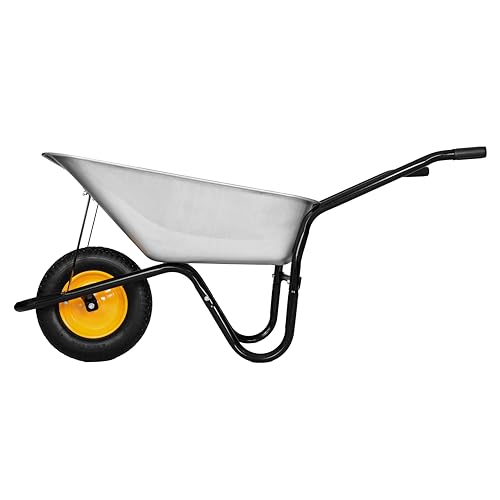 Wheelbarrow 100L Strong Single Wheel 16" 4.00-8 Pneumatic Tyre, Heavy Duty Galvanised Tray Hand Cart Trolley 150kg Capacity Home Garden Camping Festival TOUGH MASTER 2 Wheelbarrow 100L Strong Single Wheel 16" 4.00-8 Pneumatic Tyre, Heavy Duty Galvanised Tray Hand Cart Trolley 150kg Capacity Home Garden Camping Festival TOUGH MASTER - Image 2