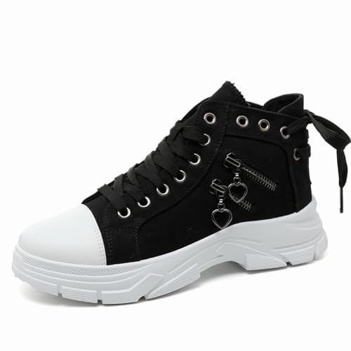 NCNDB Womens Canvas Sneakers High Top Lace up Casual Walking Shoes Air Cushion Sneakers