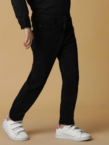 Image of Tales & Stories Boys Slim Fit Denim Jeans | 5-Pocket Stylish Mid-Rise Pants| Durable Cotton Denim Lycra with Button Closure | Casual Wear
