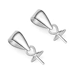 10pcs Sterling Silver Eye Pin Bail With 5mm Pearl Cup Bail Charm Pendant Connector for Jewelry Craft Making SS179-BB