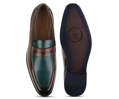Image of LOUIS STITCH Men's Formal Shoes - Leatherette, Breathable Lining, Moccasins Style | Comfortable for Business, Casual, Parties | Double Tone Finishing (SXMCDS)