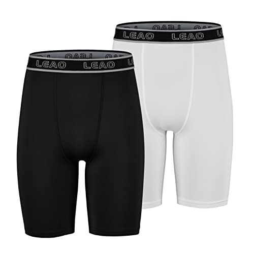 Leao Youth Boys Compression Shorts 2-Pack Performance Athletic Underwear Sports Boxer Briefs Black/White Xs #TOP1