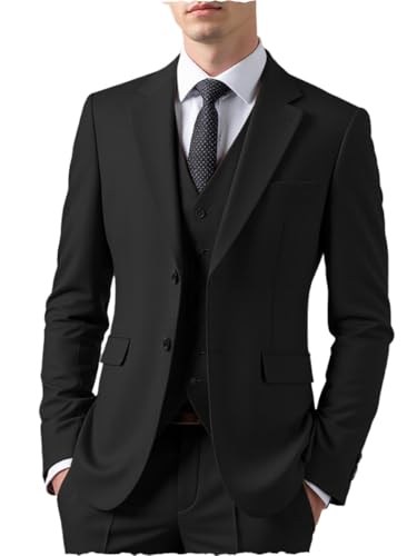 Men Suits Regular Fit 3 Piece Solid Prom Tuxedos Business Jacket Blazer+Vest+Pants Wedding Grooms3
