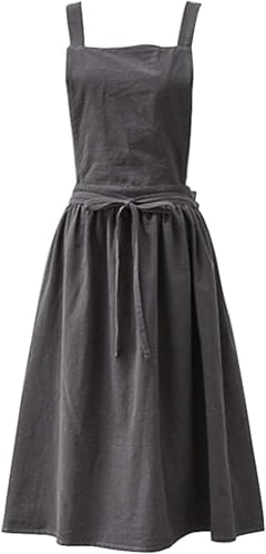 HRUNVC Tablier de Cuisine en Lin et Coton Style Japonais pour Femme - Art Fleuri Rétro...