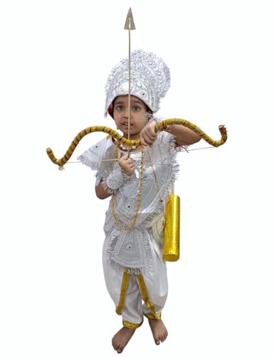 Image of BookMyCostume Mahabharat Warrior Costume for Kids - Arjun /Bhishma Pitamah Look with Silver Chest Armor & Accessory Set | Indian Mythological Fancy Dress for School & Cultural Events | Adult S-M