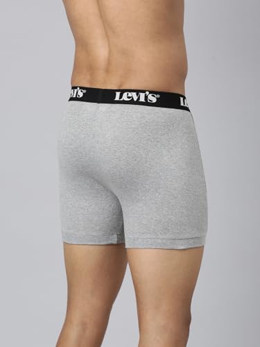 Image of Levi's 007A Classic Boxer Briefs for Men | 100% Pure Cotton | Solid Men's Underwear | Breathable | Anti-Roll Waistband | Extra Supportive Gusset | Functional Fly | Long Length Fit | Pack of 2