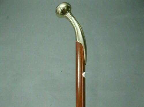 Miniatura 2 de Bastón de madera vintage antiguo diseñador palo con mango redondo de latón marrón hecho a mano bastón