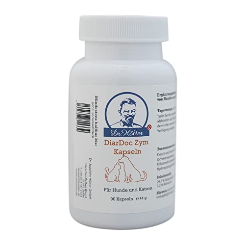 DiarDoc Zym von Dr. Hölter - Pankreasenzyme, Verdauungsenzyme für Hunde bei Darmprobleme und bei Futterunverträglichkeiten/Futtermittelallergien (90 DiarDoc Zym Kapseln)