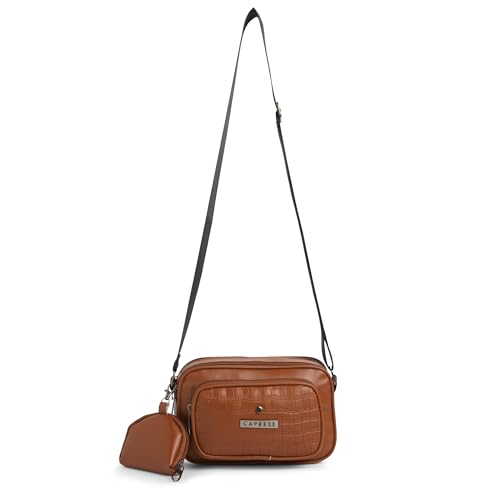 Image of Caprese Jena Medium Sling Bag for Women with Adjustable Strap & Detachable Pouch for Comfortable Wear | Zipper Closure | Versatile Handbag for Everyday Use, Travel, and Special Occasions