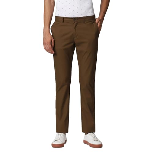 Image of Blackberrys Men's Cotton Blend Solid Slim Fit Casual Trousers