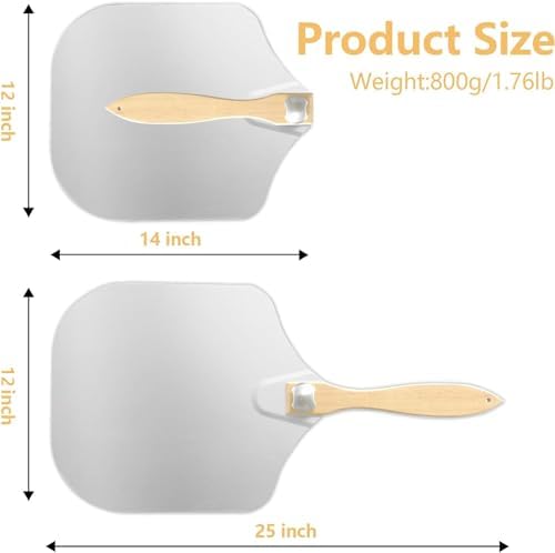 Luvan Aluminum Metal Pizza Peel with Foldable Wooden Handle,12x14 Inch Aluminum Pizza Peel,Pizza Paddle Foldable Pizza Spatula Paddle for Oven,Baking Homemade Bread