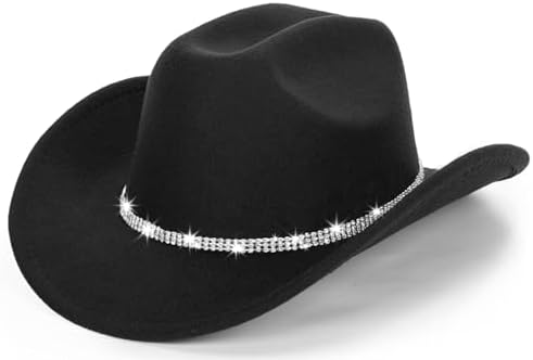 Classic Felt-Western-Cowboy-Cowgirl-Hats for Women-Men Fedora-Jaz...
