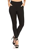 ShoSho Womens Tummy Control Skinny Pants Stretchy Butt Sculpting Pull-On Trousers with Front Pockets Black Small