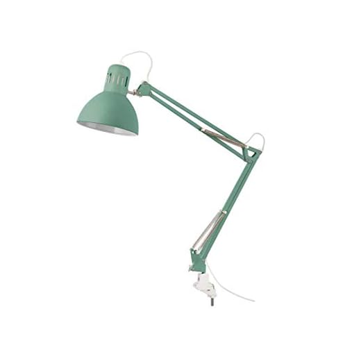 Ikea Lavinia TERTIAL Work Lamp with 32" Adjustable Multi-Joint Spring Swing Arm Clamp Clip On (Pastel Green)