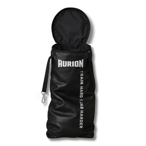 Image of Aurion 4ft Unfilled Heavy Punching Bag | Premium PU Leather Boxing Bag for Home Gym & MMA | Durable Triple-Stitched Nylon Straps for Muay Thai, Kickboxing & Martial Arts Training (Black)