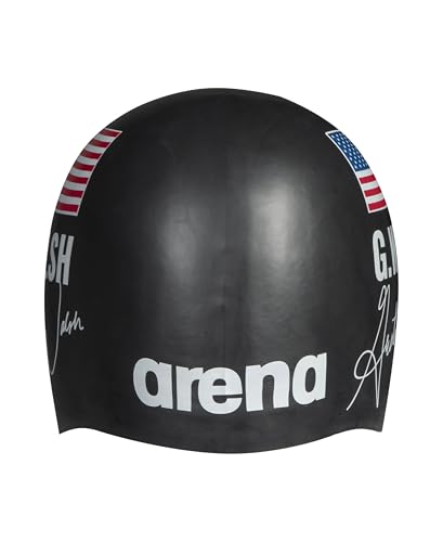Arena Signature Collection Gretchen Walsh Autograph - Gorro de natación Unisex de Silicona Moldeada para Adultos para Entrenamiento y Carreras, Talla única, Color Negro