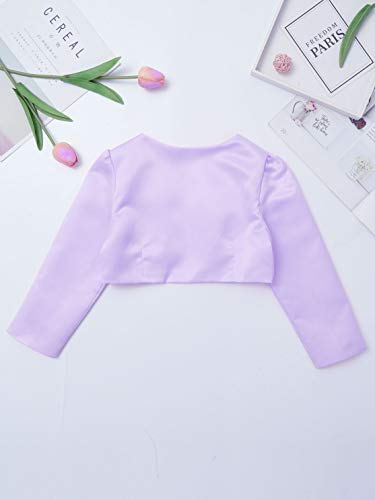 Kids Satin Flower Girl Bolero Shrug Dress Coat Long Sleeve Cardigans Short Jacket Floral Beaded Cover up4