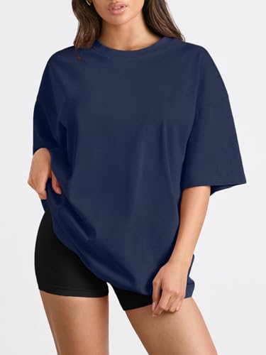 Image of Trendy Queen Womens Oversized T-Shirts Short Sleeves Workout Tops | Casual Summer Gym Tees Plus Size Fashion Clothes 2026
