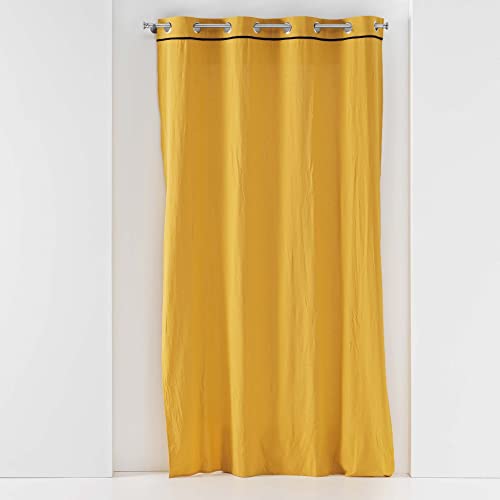 Douceur d'Intérieur, Rideau à Oeillets (135 x 240 cm) Linette Jaune, Coton Lavé