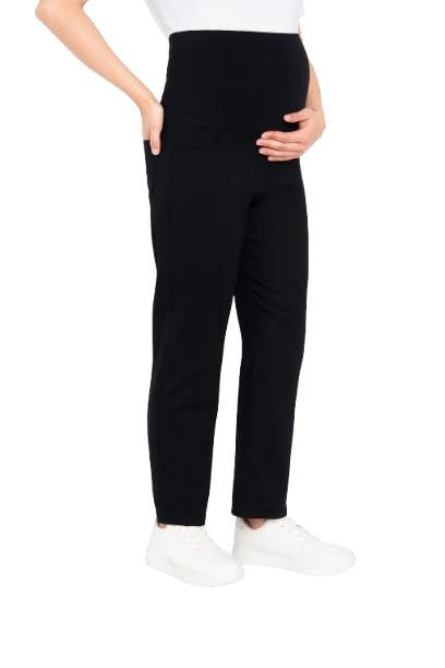 Women’s Maternity Denim Jeans Comfortable Stretchable Cotton Blend High-Rise Fit for Pre & Post Pregnancy Wear, Soft & Rugged Maternity Jeans Black-image-46