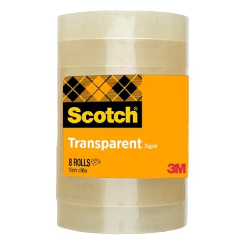 Scotch Cinta Adhesiva Transparente, 8 Rollos, 19 mm x 66 m, Cinta Adhesiva para Uso General para el 