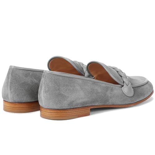Image of MOOMMO Women Comfortable Suede Loafer Flats Round Closed Toe Slip On Penny Loafers Knitted Strap Oxford Loafer Shoes for Office Ladies Work Daily Casual Club Driver Flats Spring Elegant 4-11 M US