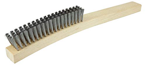 Image of Weiler 44232 Plater's Brush, Stainless Steel Fill, 4 X 19 Rows, Curved Handle, Made in the USA (Pack of 12)