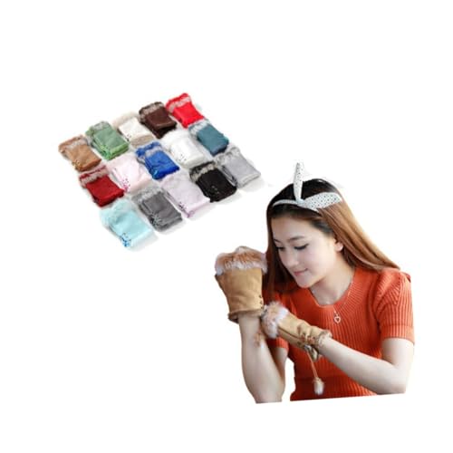 Healvian 1 Par Guantes De Medio Dedo Guantes Sin Dedos De Encaje Guantes De Lana Sin Dedos Mitones Sin Dedos Para Mujer Guantes Invierno Mujer Caliente Guantes Sin Dedos De Piel Sintética