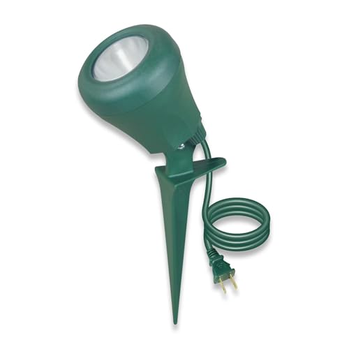 OSKOS LED Christmas Spotlight, Outdoor Waterproof Floodlight, with 2 Extra Lenses (Red, Green), Yard Stake for Holiday Decoration, 5FT Extension Cord, ETL Listed