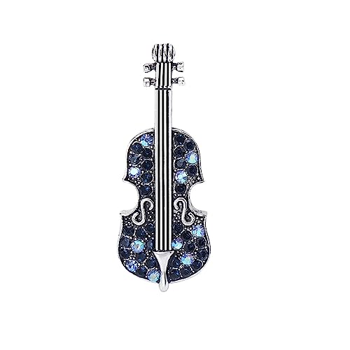 Image of Vintage Violin Rhinestone Brooch Pin for Women Girls Colorful Crystal Musician Instrument Cello Fiddle Pins Clip Lapel Sweater Dress Suit Coat Badges Backpacks Brooches Pins Dainty Jewelry Gifts Clothes Accessories