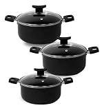 Conjunto 2 Panelas Caçarola Teflon Pequena Antiaderente 5 Camadas (Preta)