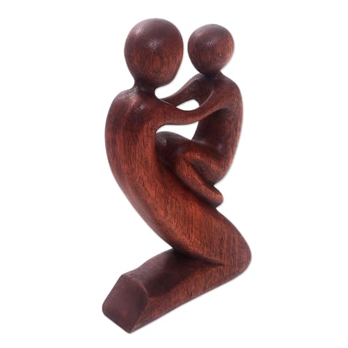 Escultura de madera tallada a mano novica marrón miniatura 2