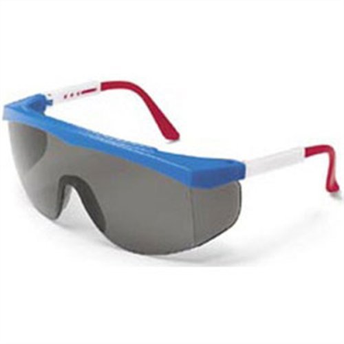 MCR Crews SS130 Stratos Safety Glasses Red White Blue Frame Clear Lens 1 Pair