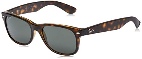 Ray-Ban Unisex-Adult RB2132 New Wayfarer Sunglasses, Tortoise/Polarized Green, 55 mm