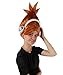 HPO Adult Women's Animated DJ Troll Orange Wig with White Costume Earphones, Synthetic Soft Fiber hair, Perfect for your next Festival and Holiday Party!