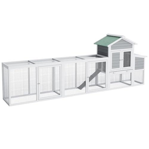 Garvee Grand poulailler en bois 3,1 m avec enclos extérieurérieur – Toit résistant, rampe, tiroir coulissant, pondoir – Accueille 4 à 6 poules, clapier à lapin ou maison à canards – Idéal pour jardin,