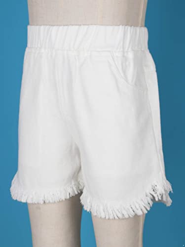 Linjinx Girls Kids Summer Loose Fit Tassel Hem Frayed Raw Hem Denim Pants for Hiking Jogging Dancing Tumbling3