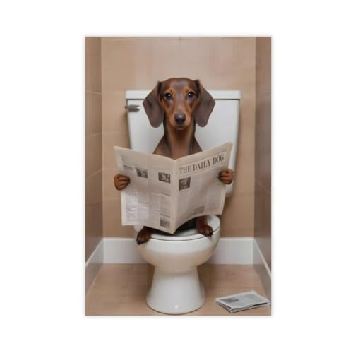 Toile de douche teckel anti-humidité cadre 40,6 x 61 cm